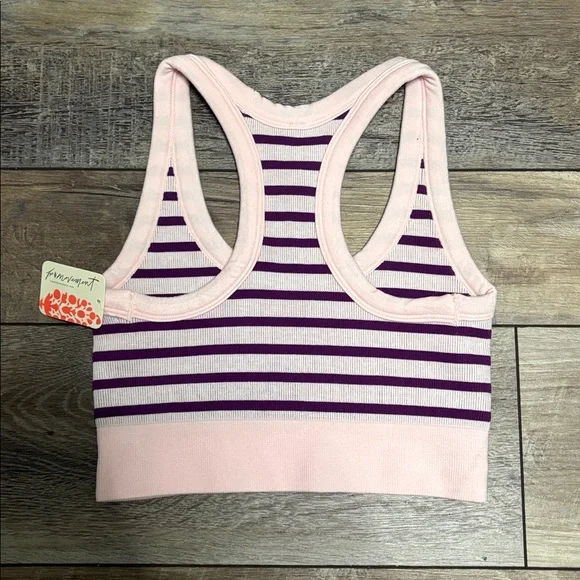 NWT FP Movement Go To Striped Sports Bra M/L Pink Purple - Picture 6 of 7